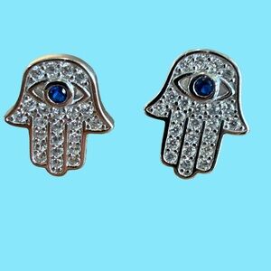 Silver Hamsa Hand Earrings